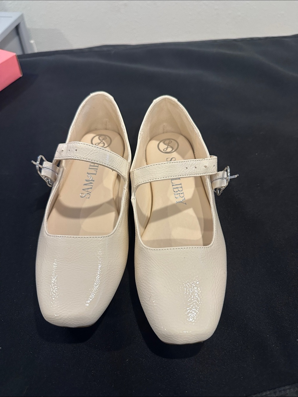 Sam & Libby Patent Ivory Mary Jane Flats